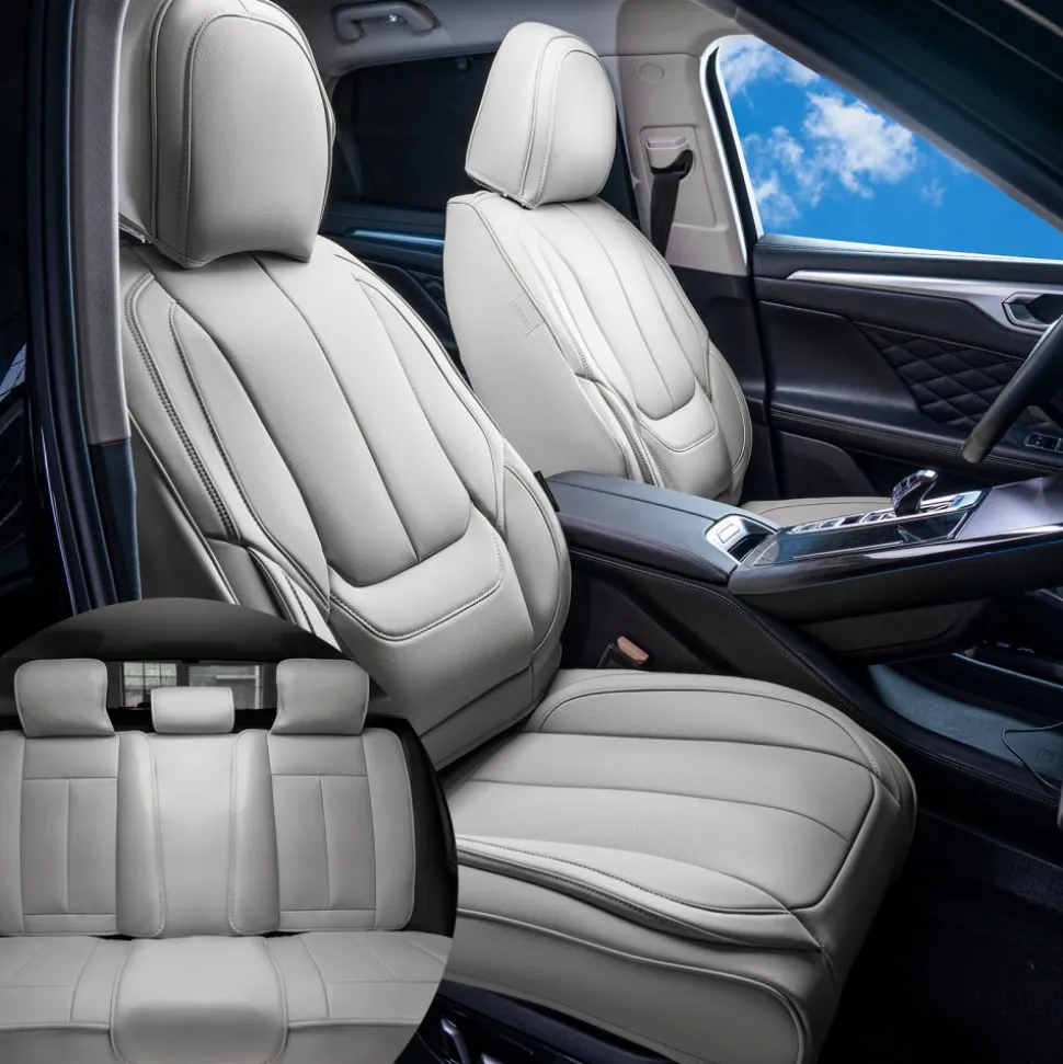VEVOR Seat Covers, Universal Car Seat Covers Full Set Seats, Front and Rear Seat, 13pcs Faux Leather Seat Cover, Full Enclosed Design, Detachable Headrest and Airbag Compatible, for Most Car SUV Truck