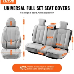 VEVOR Seat Covers, Universal Car Seat Covers Full Set Seats, Front and Rear Seat, 13pcs Faux Leather Seat Cover, Full Enclosed Design, Detachable Headrest and Airbag Compatible, for Most Car SUV Truck