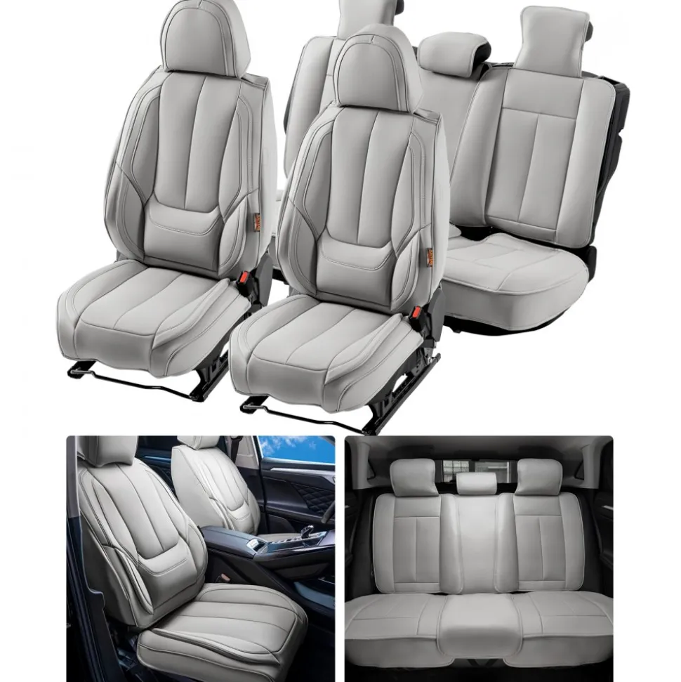 VEVOR Seat Covers, Universal Car Seat Covers Full Set Seats, Front and Rear Seat, 13pcs Faux Leather Seat Cover, Full Enclosed Design, Detachable Headrest and Airbag Compatible, for Most Car SUV Truck