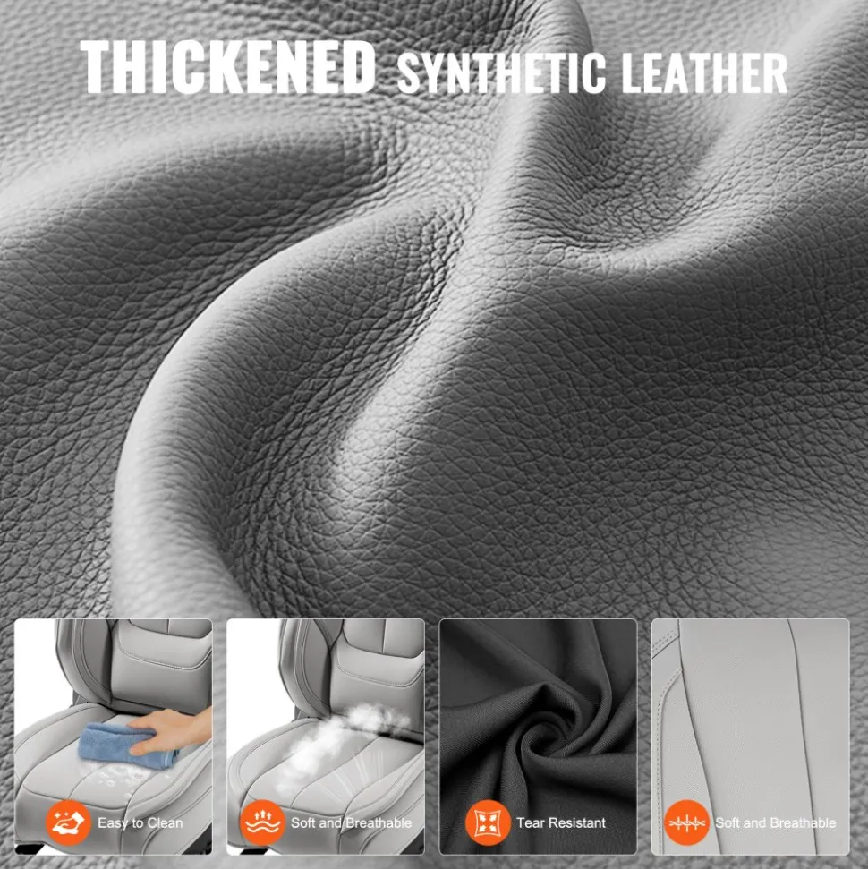 VEVOR Seat Covers, Universal Car Seat Covers Full Set Seats, Front and Rear Seat, 13pcs Faux Leather Seat Cover, Full Enclosed Design, Detachable Headrest and Airbag Compatible, for Most Car SUV Truck
