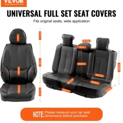 VEVOR Seat Covers, Universal Car Seat Covers Full Set Seats, Front and Rear Seat, 13pcs Faux Leather Seat Cover, Full Enclosed Design, Detachable Headrest and Airbag Compatible, for Most Car SUV Truck