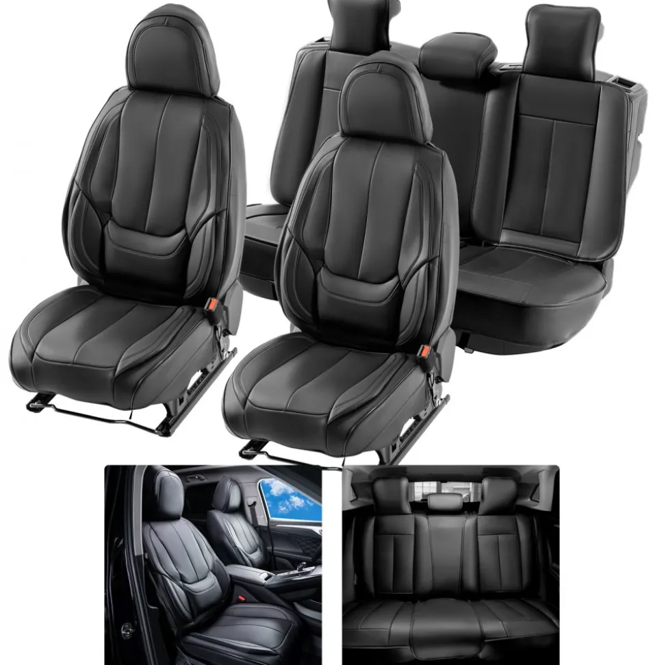 VEVOR Seat Covers, Universal Car Seat Covers Full Set Seats, Front and Rear Seat, 13pcs Faux Leather Seat Cover, Full Enclosed Design, Detachable Headrest and Airbag Compatible, for Most Car SUV Truck