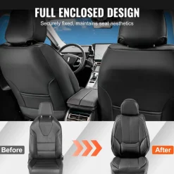 VEVOR Seat Covers, Universal Car Seat Covers Full Set Seats, Front and Rear Seat, 13pcs Faux Leather Seat Cover, Full Enclosed Design, Detachable Headrest and Airbag Compatible, for Most Car SUV Truck