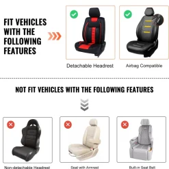 VEVOR Seat Covers, Universal Car Seat Covers Front Seats, 2pcs Faux Leather Seat Cover, Semi-enclosed Design, Detachable Headrest and Airbag Compatible, for Most Cars SUVs and Trucks Beige