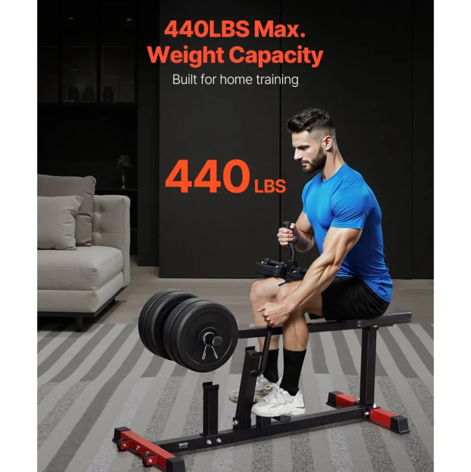 VEVOR Seated Calf Machine, 440 LBS Capacity Calf Raise Machine, Seated Calf Raise Leg Exercise Home Gym, Calf Workout Training Equipment, Lower Body Specialty Machine, Fit 1/2 inch Weight Plates