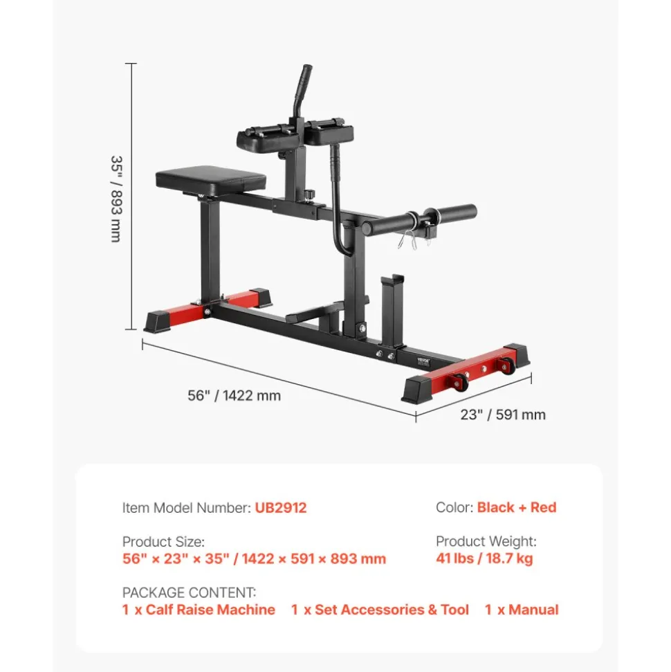 VEVOR Seated Calf Machine, 440 LBS Capacity Calf Raise Machine, Seated Calf Raise Leg Exercise Home Gym, Calf Workout Training Equipment, Lower Body Specialty Machine, Fit 1/2 inch Weight Plates
