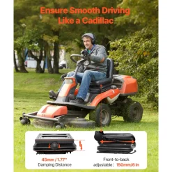 VEVOR Seat Suspension Kit With Seat Slider Track, Universal Seat Suspension with Dust Cover, 6in Front-to-Back Adjustable, Tractor Seat Suspension Kit for Zero Turn Lawn Mower, Forklift