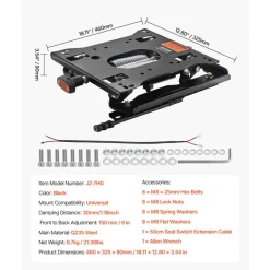 VEVOR Seat Suspension Kit with Seat Slider Track, Universal Air Ride Seat Suspension for Zero Turn Lawn Mower,  6in Front-to-Back Adjustable, Tractor Seat Suspension ‎Kit for Forklift, Bulldozers