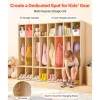 VEVOR 2-Section Kids Coat Locker, Wooden Toddler Cubby Storage Organizer with 4 Hooks & Anti-Tip Kit, Modern Kid Coat Cubbies with 4 Small Open Storage Boxes for Home, Kindergarten, Daycare, Natural