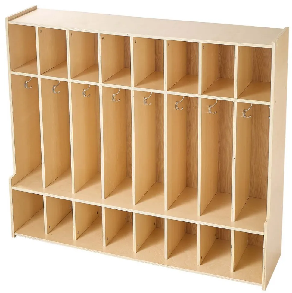 VEVOR 2-Section Kids Coat Locker, Wooden Toddler Cubby Storage Organizer with 4 Hooks & Anti-Tip Kit, Modern Kid Coat Cubbies with 4 Small Open Storage Boxes for Home, Kindergarten, Daycare, Natural