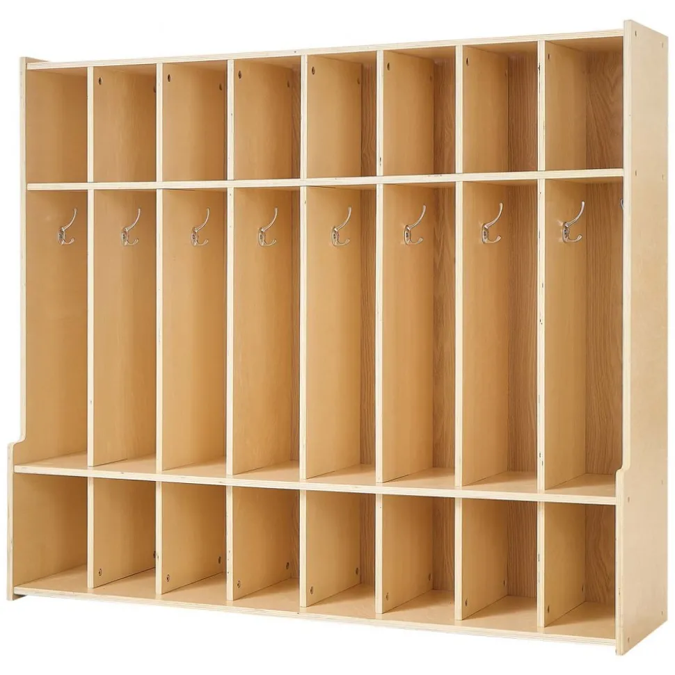 VEVOR 2-Section Kids Coat Locker, Wooden Toddler Cubby Storage Organizer with 4 Hooks & Anti-Tip Kit, Modern Kid Coat Cubbies with 4 Small Open Storage Boxes for Home, Kindergarten, Daycare, Natural
