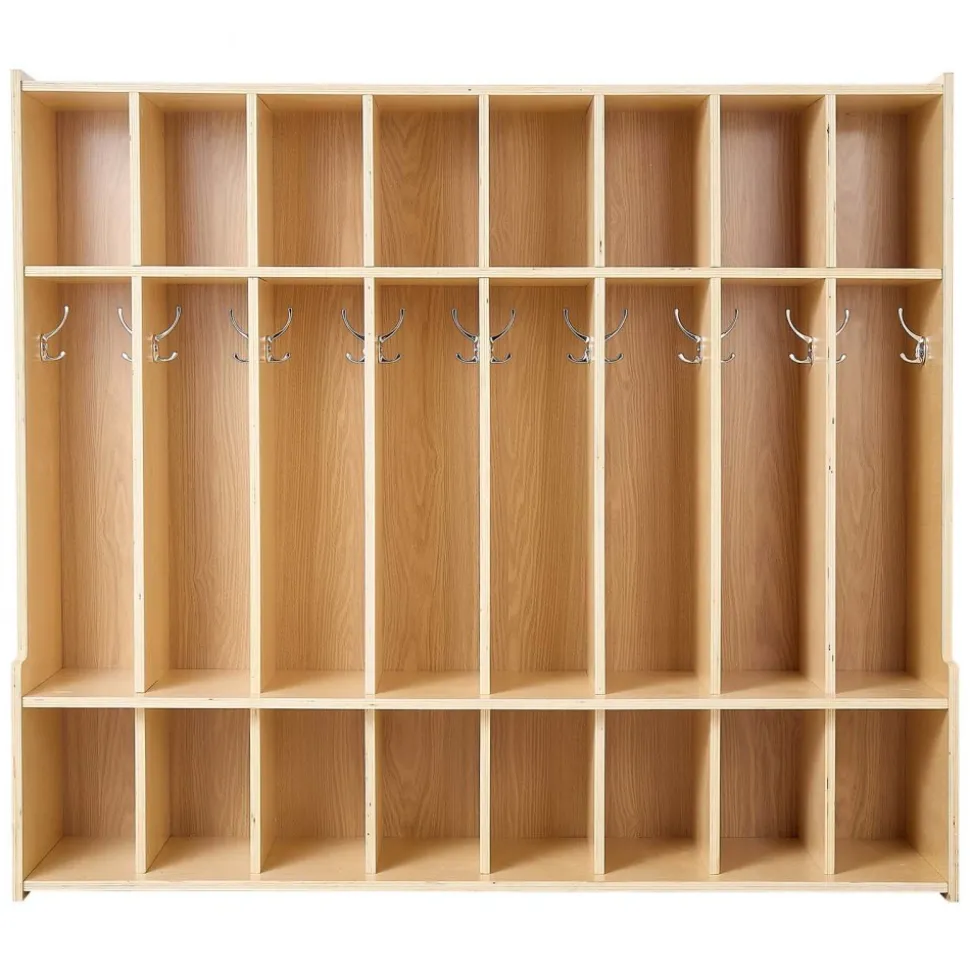 VEVOR 2-Section Kids Coat Locker, Wooden Toddler Cubby Storage Organizer with 4 Hooks & Anti-Tip Kit, Modern Kid Coat Cubbies with 4 Small Open Storage Boxes for Home, Kindergarten, Daycare, Natural