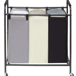 VEVOR 3-Section Laundry Basket, Heavy Duty Laundry Hamper Storage Organizer, Laundry Sorter Cart with Heavy Duty Lockable Wheels for Dirty Clothes in Laundry Room Bedroom