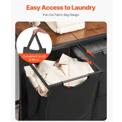 VEVOR 4 Section Laundry Sorter, Large Laundry Hamper with Metal Frame and Wooden Tabletop, Freestanding Storage Organizer Baskets with Pull-Out 600D Oxford Cloth Bags for Dirty Clothes, Bathroom