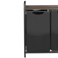 VEVOR 3 Section Laundry Sorter, Large Laundry Hamper with Metal Frame and Wooden Tabletop, Freestanding Storage Organizer Baskets with Pull-Out 600D Oxford Cloth Bags for Dirty Clothes, Bathroom