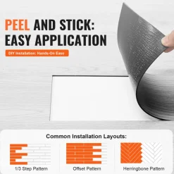 VEVOR Self Adhesive Vinyl Floor Tiles 36 x 6 inch, 36 Tiles 2.5mm Thick Peel & Stick, Light Gray Wood Grain DIY Flooring for Kitchen, Dining Room, Bedrooms & Bathrooms, Easy for Home Decor