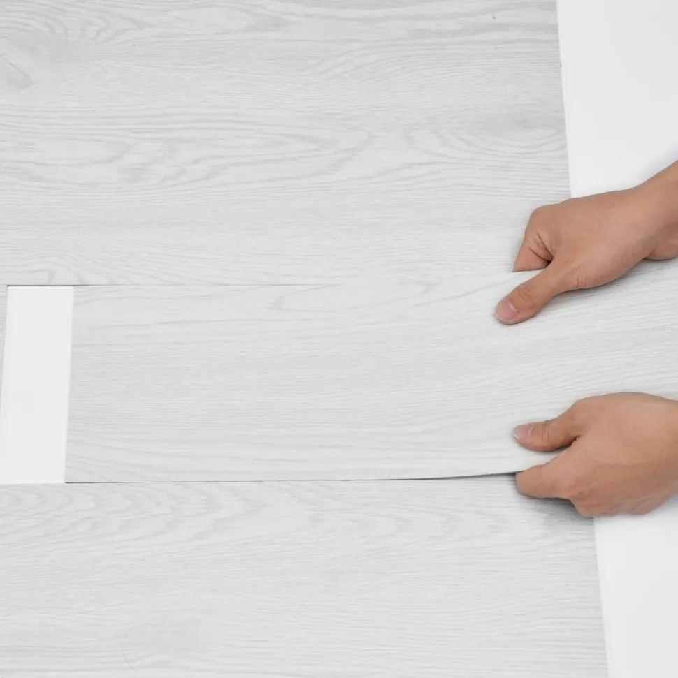 VEVOR Self Adhesive Vinyl Floor Tiles 36 x 6 inch, 36 Tiles 2.5mm Thick Peel & Stick, Light Gray Wood Grain DIY Flooring for Kitchen, Dining Room, Bedrooms & Bathrooms, Easy for Home Decor