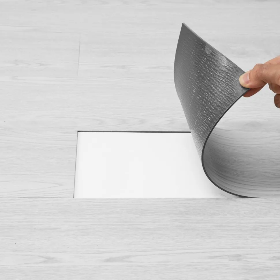 VEVOR Self Adhesive Vinyl Floor Tiles 36 x 6 inch, 36 Tiles 2.5mm Thick Peel & Stick, Light Gray Wood Grain DIY Flooring for Kitchen, Dining Room, Bedrooms & Bathrooms, Easy for Home Decor