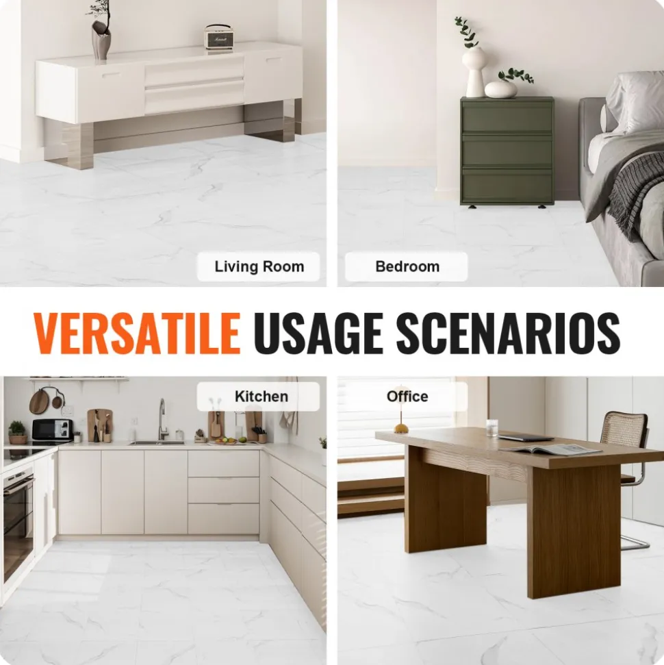 VEVOR Self Adhesive Vinyl Floor Tiles 36 x 6 inch, 36 Tiles 2.5mm Thick Peel & Stick, Natural Wood Grain DIY Flooring for Kitchen, Dining Room, Bedrooms & Bathrooms, Easy for Home Decor