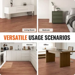 VEVOR Self Adhesive Vinyl Floor Tiles 36 x 6 inch, 36 Tiles 2.5mm Thick Peel & Stick, Deep Brown Wood Grain DIY Flooring for Kitchen, Dining Room, Bedrooms & Bathrooms, Easy for Home Decor