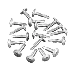 VEVOR #8 Self Drilling Wood Screws, 3/4 Inch Long 350 PCS Truss Head Wood Screws, Phillips Drive Quick Metal Self Tapping Screw, Stainless Steel and Full Thread, Screwdriver Bit Included, Silver