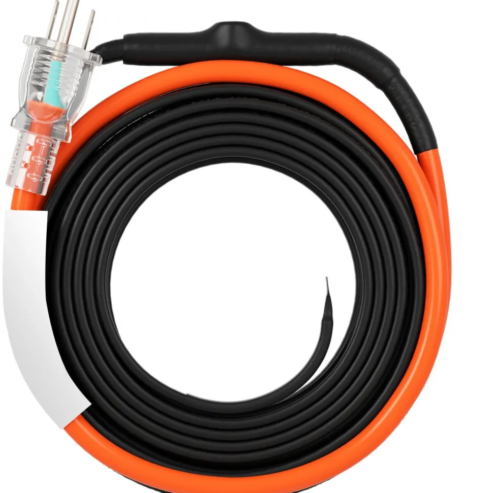 VEVOR Self-Regulating Pipe Heating Cable, 15FT 5W/FT Heat Tape for Pipes Freeze Protection, Water Pipe Heat Cable with Built-in Thermostat Protects PVC Hose, Metal and Plastic Pipe from Freezing