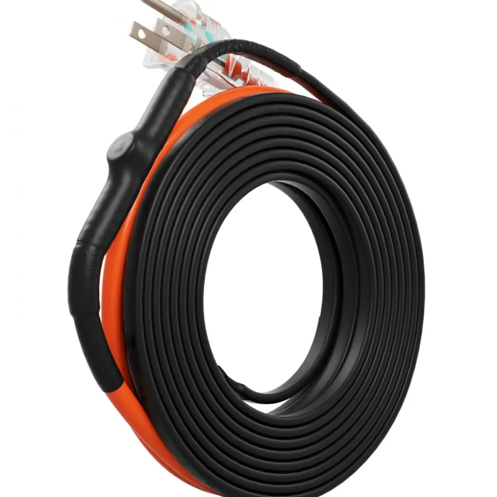 VEVOR Self-Regulating Pipe Heating Cable, 15FT 5W/FT Heat Tape for Pipes Freeze Protection, Water Pipe Heat Cable with Built-in Thermostat Protects PVC Hose, Metal and Plastic Pipe from Freezing