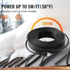 VEVOR Self-Regulating Pipe Heating Cable, 140FT 5W/FT Heat Tape for Pipes, Roof Snow Melting De-icing, Gutter and Pipe Freeze Protection