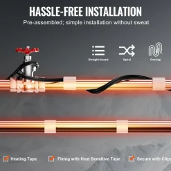VEVOR Self-Regulating Pipe Heating Cable, 100FT 5W/FT Heat Tape for Pipes, Roof Snow Melting De-icing, Gutter and Pipe Freeze Protection