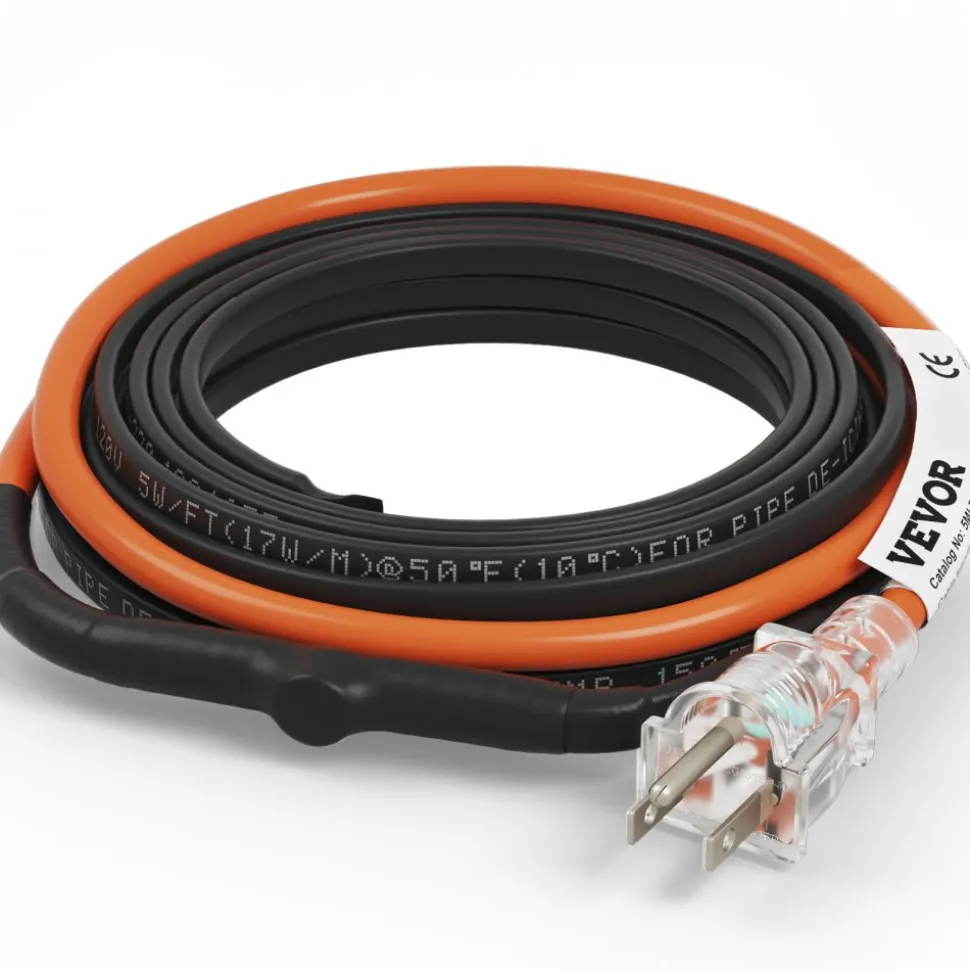 VEVOR Self-Regulating Pipe Heating Cable, 18-feet 5W/ft Heat Tape for Pipes Freeze Protection, Protects PVC Hose, Metal and Plastic Pipe from Freezing, 120V