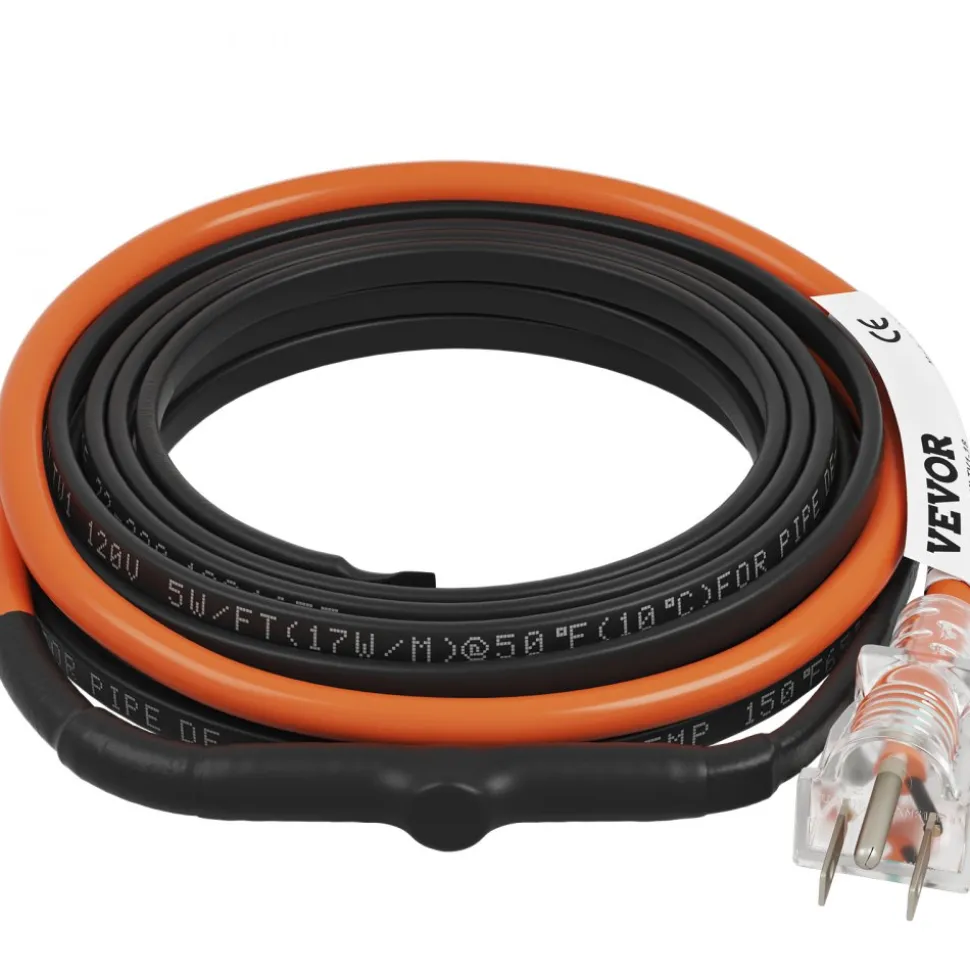 VEVOR Self-Regulating Pipe Heating Cable, 18-feet 5W/ft Heat Tape for Pipes Freeze Protection, Protects PVC Hose, Metal and Plastic Pipe from Freezing, 120V