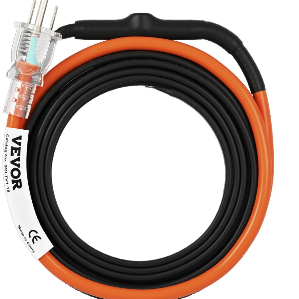 VEVOR Self-Regulating Pipe Heating Cable, 18-feet 5W/ft Heat Tape for Pipes Freeze Protection, Protects PVC Hose, Metal and Plastic Pipe from Freezing, 120V