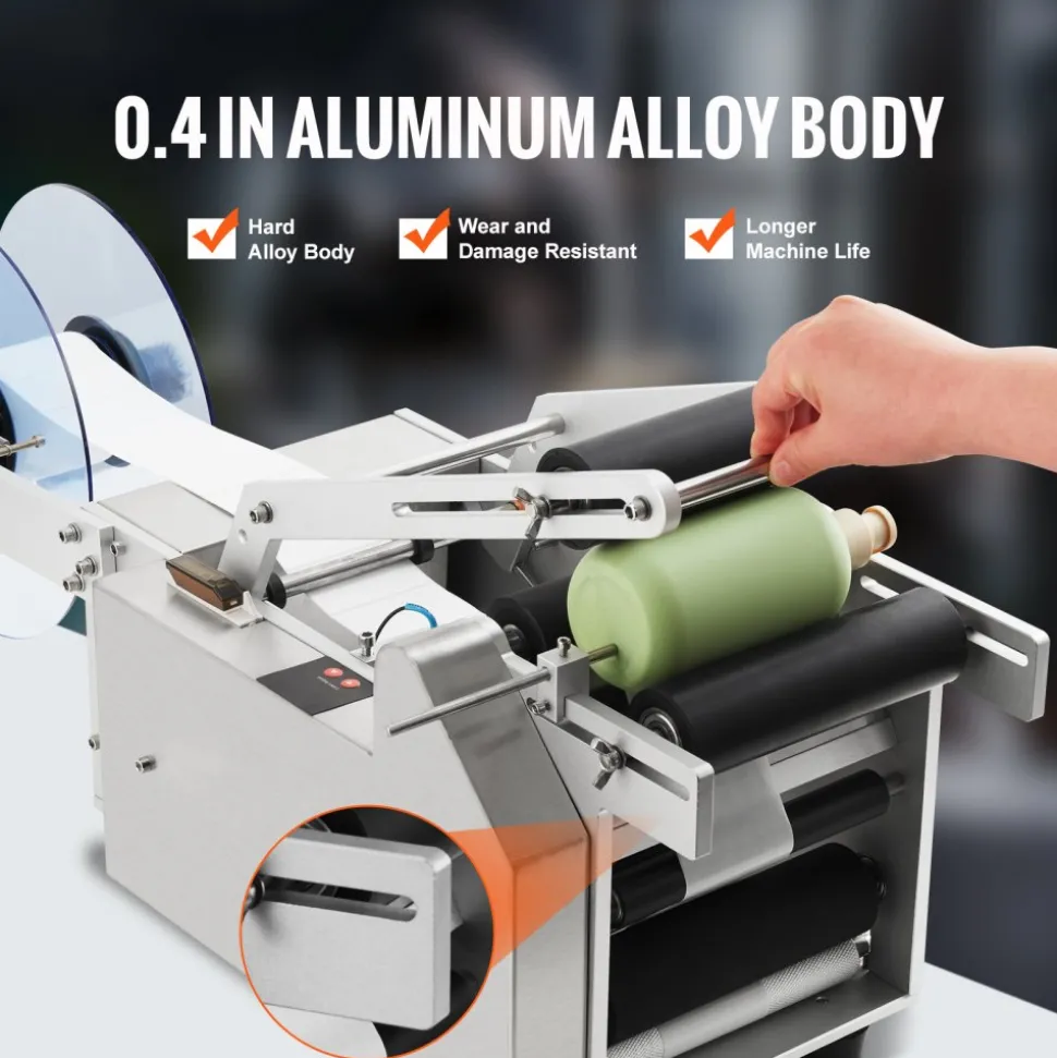VEVOR Semi-Automatic Round Labeling Machine, 20-50pcs/min, Electric Bottle Label Applicator for Round Bottles, Round Bottle Labeler Suitable for Bottle Diameter 0.78-4.72 inches (with Pressing Bar)