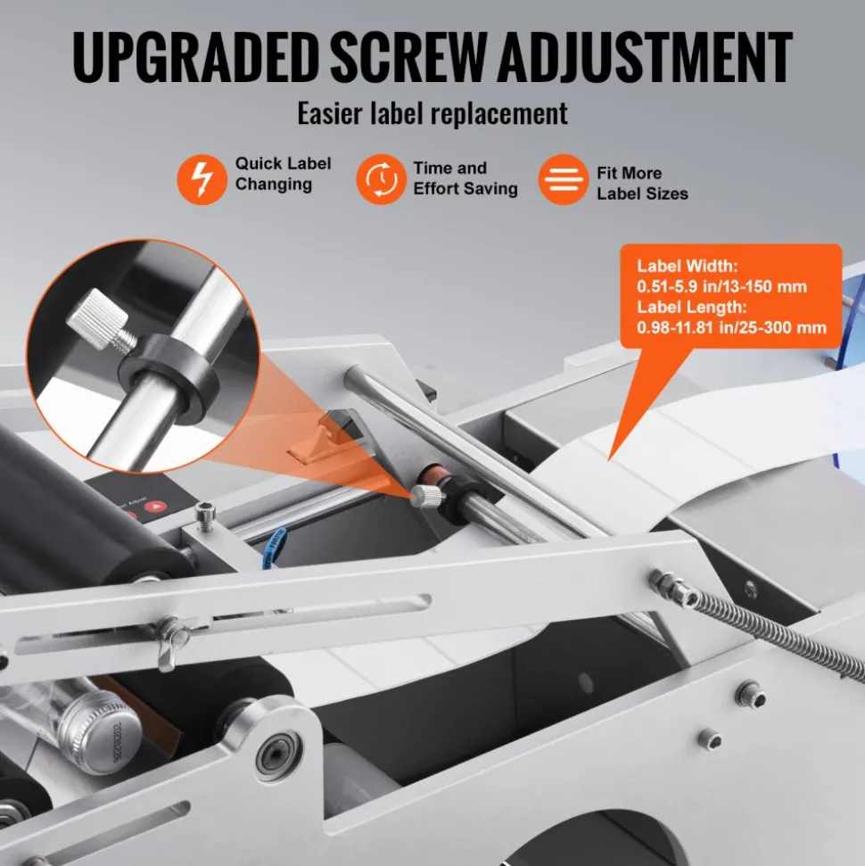 VEVOR Semi-Automatic Round Labeling Machine, 20-50pcs/min, Electric Bottle Label Applicator for Round Bottles, Round Bottle Labeler Suitable for Bottle Diameter 0.78-4.72 inches (with Pressing Bar)