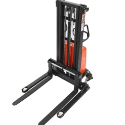 VEVOR Semi Electric Pallet Stacker, 3300 lbs Load Capacity, Pallet Lift Stacker Forklift with Straddle Legs, 96.06 Inches Lifting Height & 8.3-33.86 Inches Adjustable Fork Width, Orange & Black