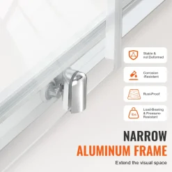 VEVOR Semi-frameless Shower Door, 57.7-59 W x 70 H in, Shower Sliding Glass Door with 1/4 in(6mm) Clear Tempered Glass, Waterproof Shatterproof NANO Stainproof with Stainless Steel Hardware, Chrome
