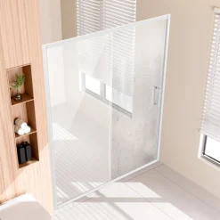 VEVOR Semi-frameless Shower Door, 57.7-59 W x 70 H in, Shower Sliding Glass Door with 1/4 in(6mm) Clear Tempered Glass, Waterproof Shatterproof NANO Stainproof with Stainless Steel Hardware, Chrome