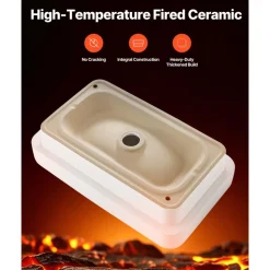 VEVOR Semi Recessed Bathroom Sink, 19.29 x 12.01 Inch Rectangular White Ceramic Vessel Sink with 1-3/4 Inch Drain Hole, Drop in Modern Lavatory Vanity Bath Wash Bowl Basin, Rectangle for Small Space