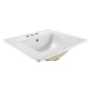 VEVOR Semi Recessed Bathroom Sink, 20.08 x 18.31 Inch Rectangular White Ceramic Vessel Sink with Overflow and 3 Faucet Holes, Drop in Modern Lavatory Vanity Bath Wash Bowl Basin Rectangle Small Space