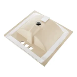 VEVOR Semi Recessed Bathroom Sink, 19.09 x 16.73 Inch Oval White Ceramic Vessel Sink with Overflow Hole and 3 Faucet Holes, Drop in Modern Lavatory Vanity Bath Wash Bowl Basin, Ideal for Small Spaces
