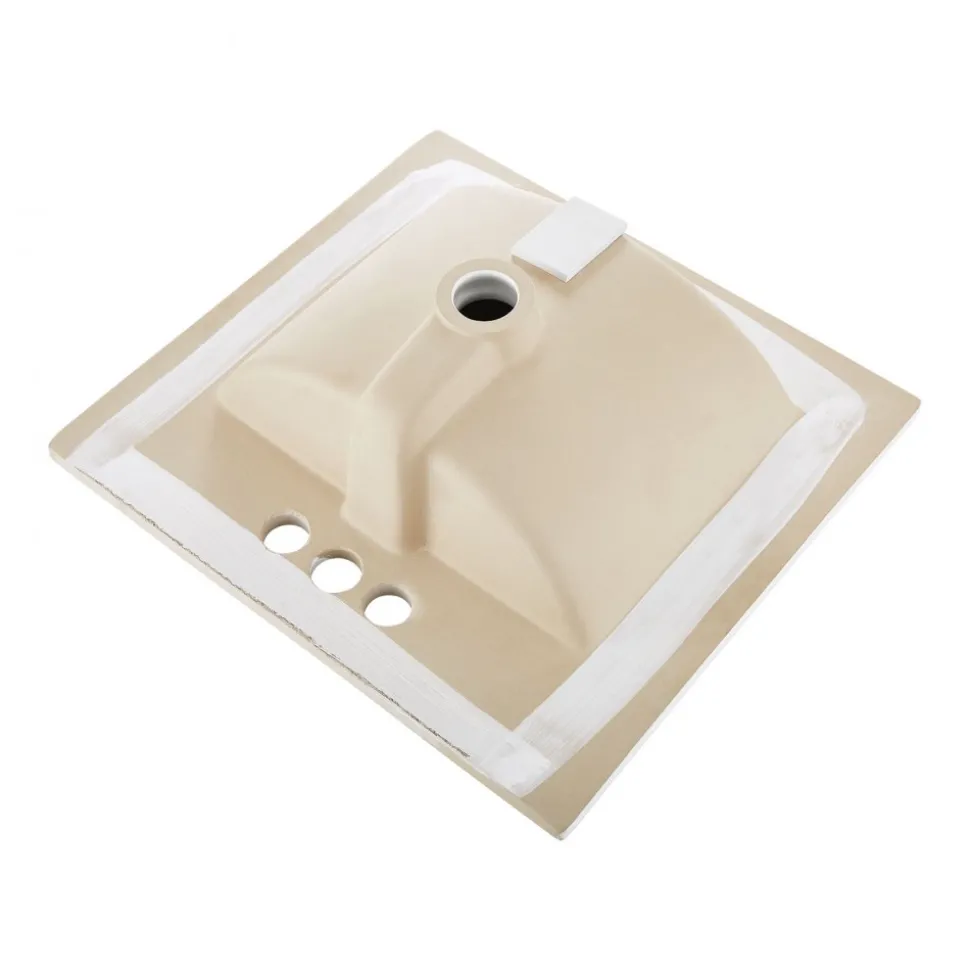VEVOR Semi Recessed Bathroom Sink, 20.08 x 18.31 Inch Rectangular White Ceramic Vessel Sink with Overflow and 3 Faucet Holes, Drop in Modern Lavatory Vanity Bath Wash Bowl Basin Rectangle Small Space