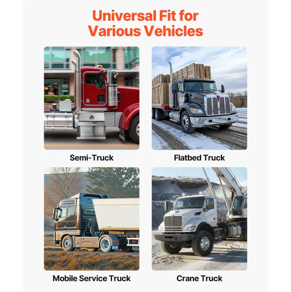 VEVOR Semi-Truck Step Tool Box, 24" x 27.5" x 25.4" Heavy Duty Aluminum Toolbox Side Mount, Waterproof Side Storage Saddle Step Box with T-Handle Lock & Keys for Semi Trucks, Flatbed Trailers
