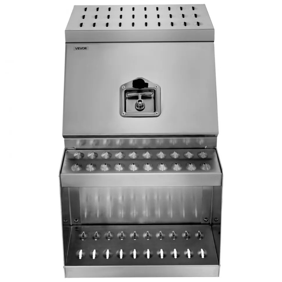 VEVOR Semi-Truck Step Tool Box, 18" x 27.5" x 25.4" Heavy Duty Aluminum Toolbox Side Mount, Waterproof Side Storage Saddle Step Box with T-Handle Lock & Keys for Semi Trucks, Flatbed Trailers