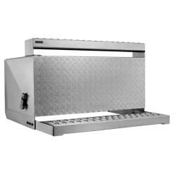 VEVOR Semi-Truck Step Tool Box, 31" x 30" x 19" Heavy Duty Aluminum Diamond Plate Toolbox, Waterproof Cab Entry Step Storage Box with Shock-Absorbing Latch for Flatbed, Crane, and Semi Trucks
