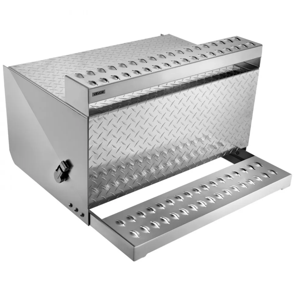 VEVOR Semi-Truck Step Tool Box, 31" x 30" x 19" Heavy Duty Aluminum Diamond Plate Toolbox, Waterproof Cab Entry Step Storage Box with Shock-Absorbing Latch for Flatbed, Crane, and Semi Trucks