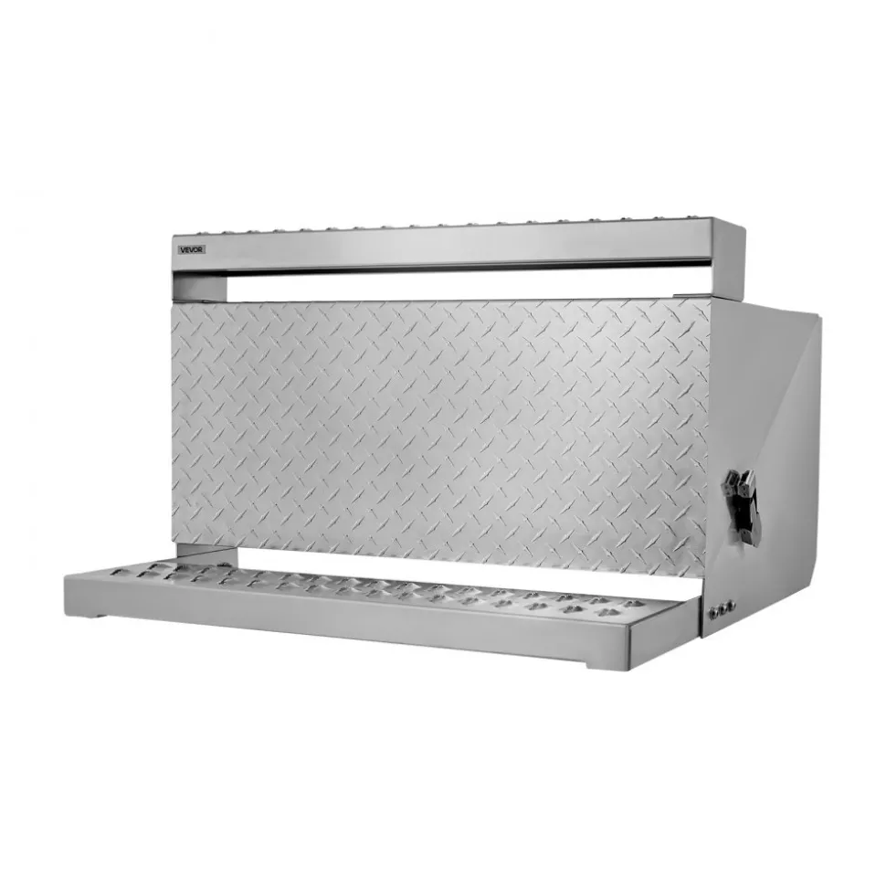 VEVOR Semi-Truck Step Tool Box, 31" x 30" x 19" Heavy Duty Aluminum Diamond Plate Toolbox, Waterproof Cab Entry Step Storage Box with Shock-Absorbing Latch for Flatbed, Crane, and Semi Trucks