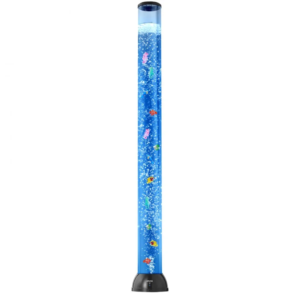 VEVOR Sensory Bubble Tube Lamp, 4 ft Bubble Fish Tube, Sensory Aquarium Lamp with 10 Floating Fish & 16 Color Effects, Remote Control, Stress Relief Calming Light for Bedroom Living Room Home Decor