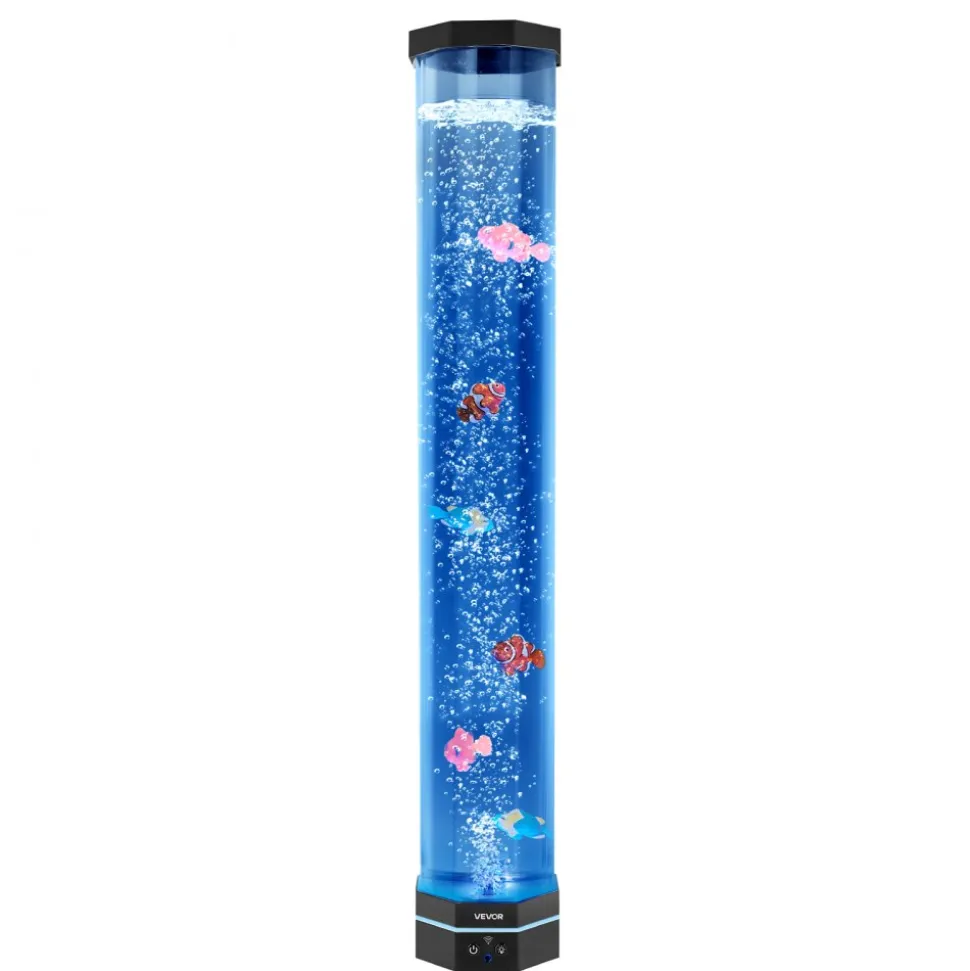 VEVOR Sensory Bubble Tube Lamp, 2.67 ft Bubble Fish Tube, Sensory Aquarium Lamp with 6 Floating Fish & 16 Color Effects, Remote Control, Stress Relief Calming Light for Bedroom Living Room Home Decor