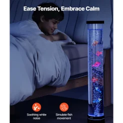 VEVOR Sensory Bubble Tube Lamp, 2.67 ft Bubble Fish Tube, Sensory Aquarium Lamp with 6 Floating Fish & 16 Color Effects, Remote Control, Stress Relief Calming Light for Bedroom Living Room Home Decor