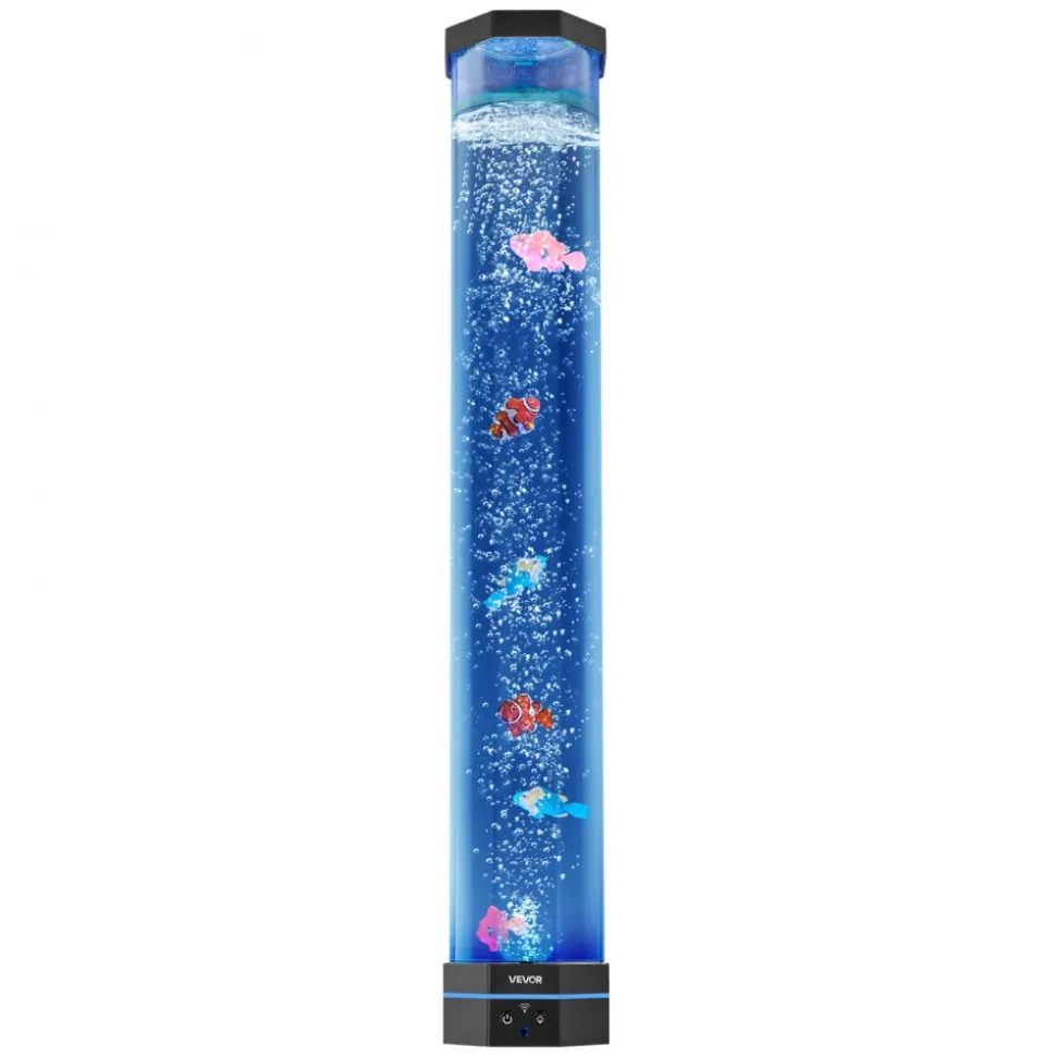 VEVOR Sensory Bubble Tube Lamp, 2.67 ft Bubble Fish Tube, Sensory Aquarium Lamp with 6 Floating Fish & 16 Color Effects, Remote Control, Stress Relief Calming Light for Bedroom Living Room Home Decor